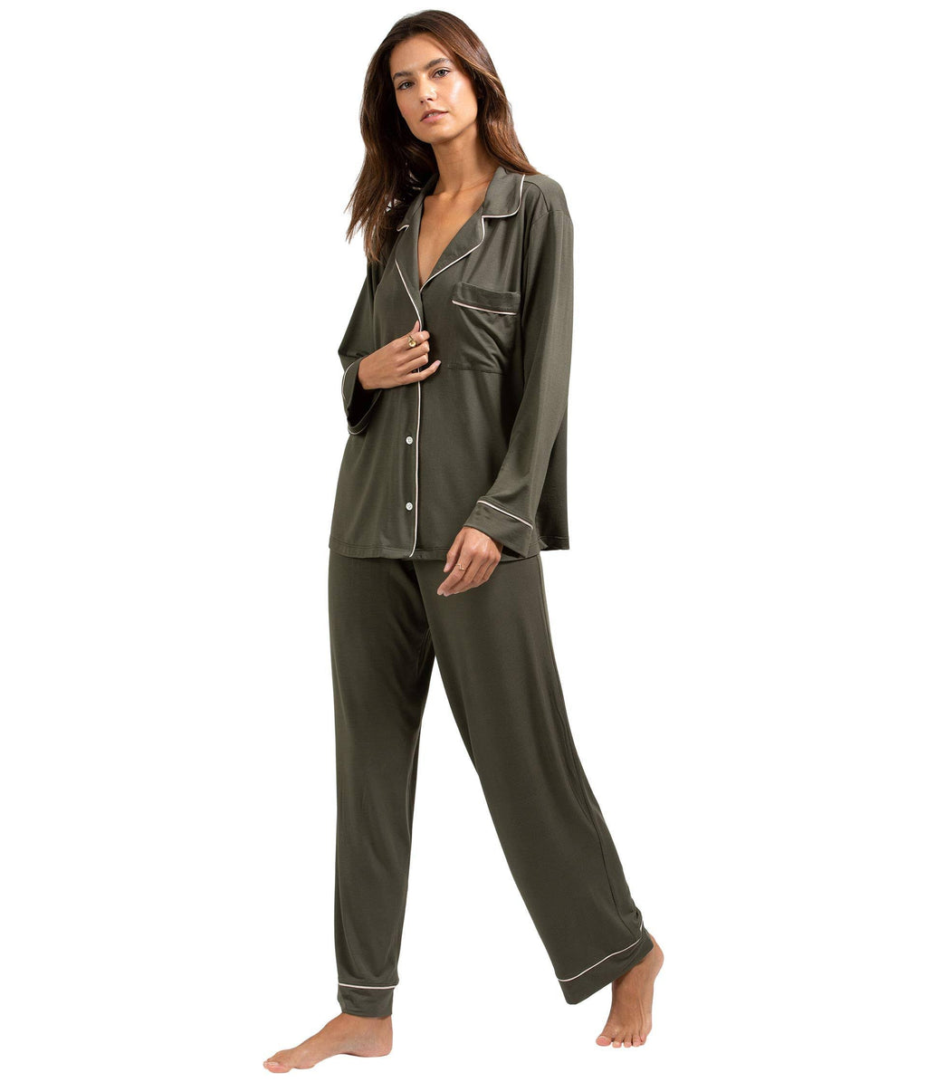 Avocado/Antique Rose Long PJ Set C37630