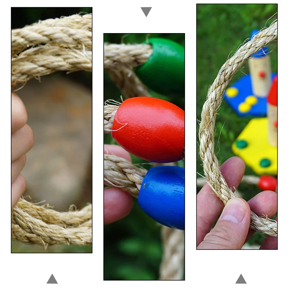 8 PCS Wooden Ring Toss Game Outdoor Toy W18583
