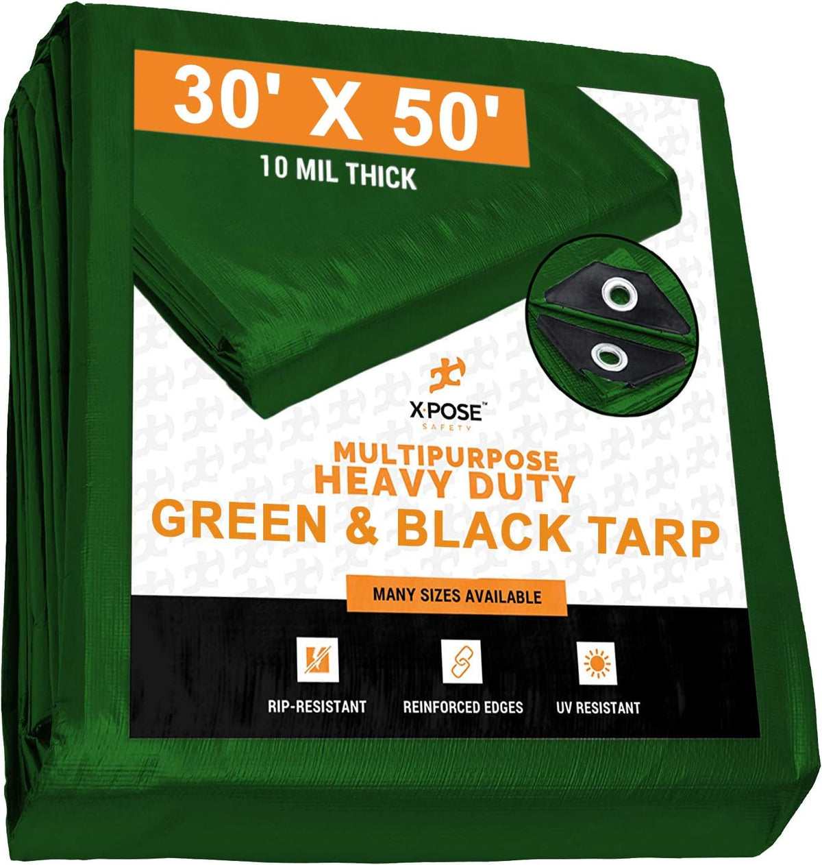 18 x 24 Feet 10 Mil Waterproof Poly Tarp with Grommets Pack of 2 B9375