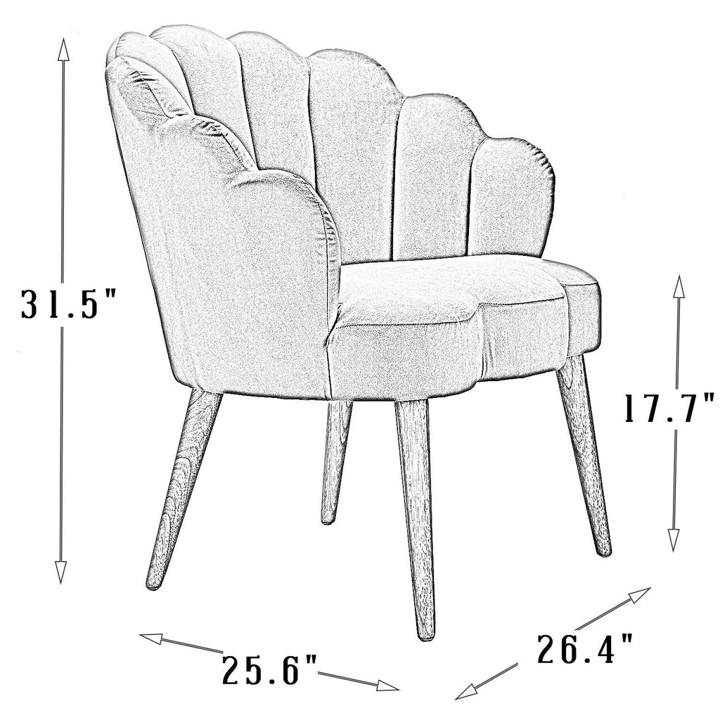 Scalloped Velvet Arm Chair with Tufted Back, Set of 2 - Green I24297