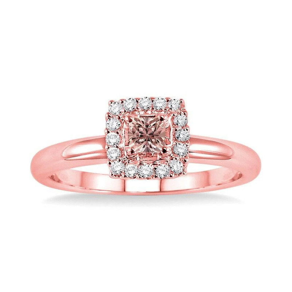 14K Rose Gold Morganite And Diamond Halo Engagement Ring K58912