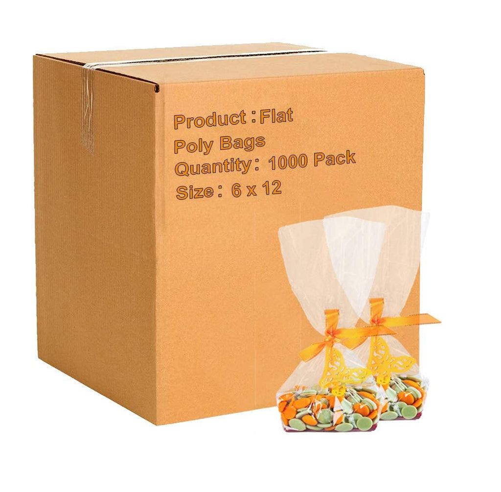 1000 Pack Clear Flat Open Top Poly Bags 6 Mil O67379