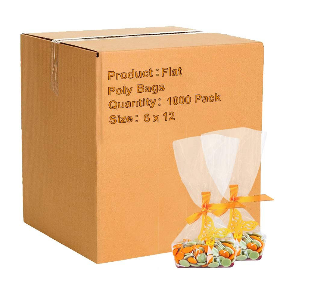 1000 Pack Clear Flat Open Top Poly Bags 6 Mil O67379