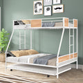 Twin Over Twin Full Metal Bunk Bed Frames with Trundle & Two-Side Ladders A545