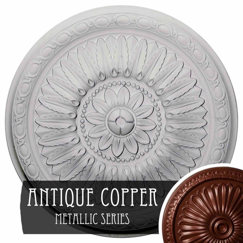 24 inch x 1 5/8 inch Hand-Painted Steel Gray Ceiling Medallion X96615