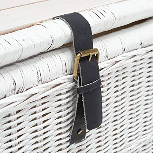 White/Brown Rattan Storage Trunk J9661