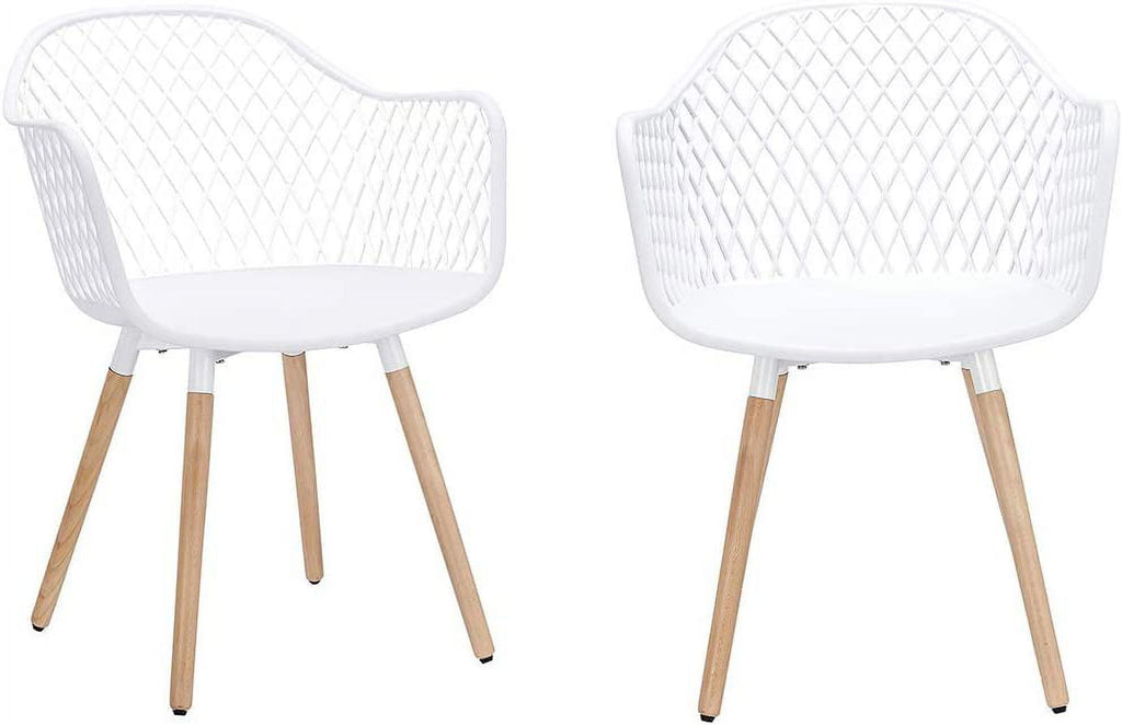 White Molded Plastic Shell Arm Chair, Set of 2 Y3377