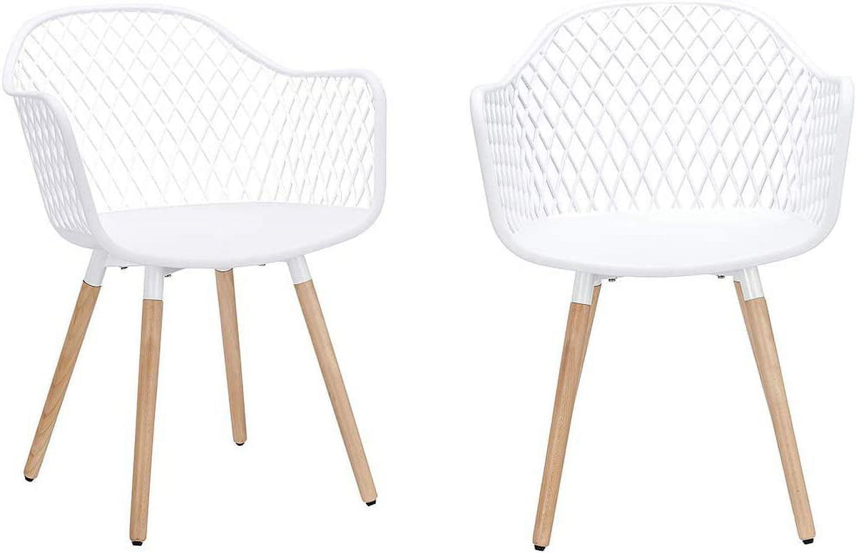 White Molded Plastic Shell Arm Chair, Set of 2 Y3377