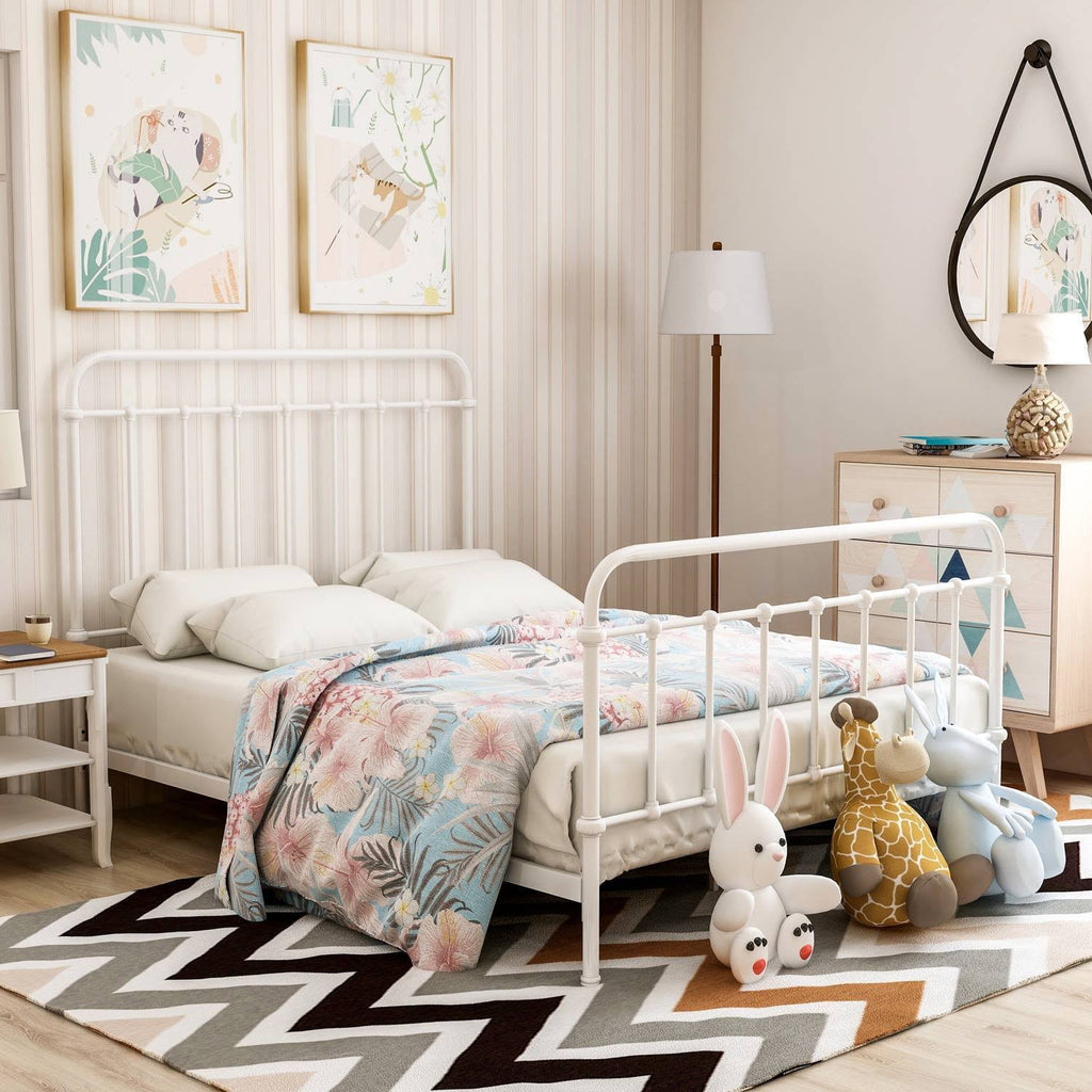 Twin Metal Bed Vintage White Z6786