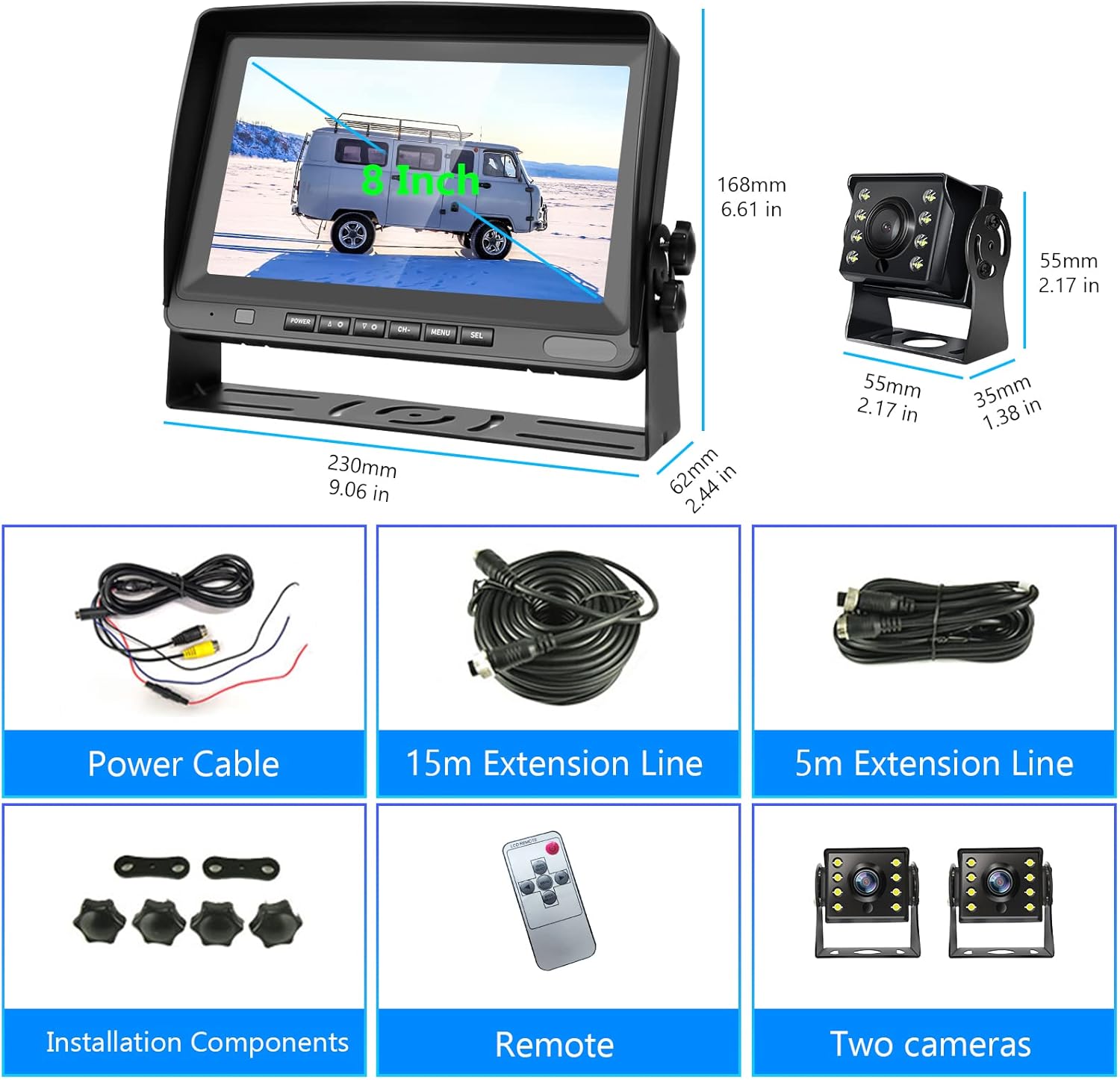 8 Inch LCD Monitor Backup Camera with Rear View System B66000