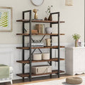 5-Tier Industrial Bookcase with Rustic Wood and Metal Frame C994