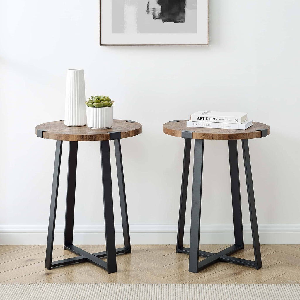 Rustic Oak Round Side Table G71048