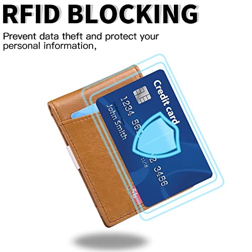 Slim Leather Bifold Wallet with Money Clip RFID K85396