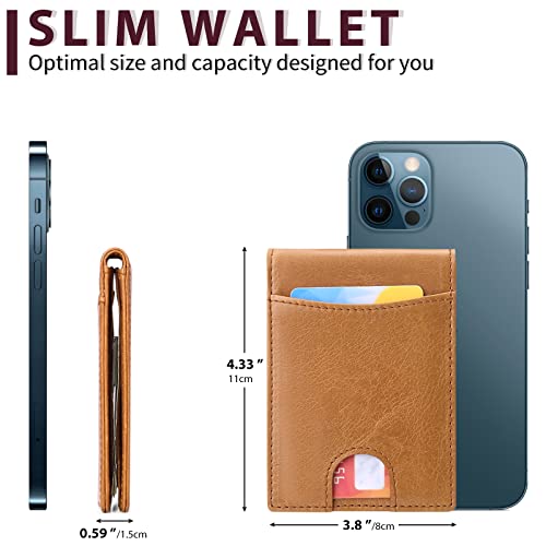 Slim Leather Bifold Wallet with Money Clip RFID K85396