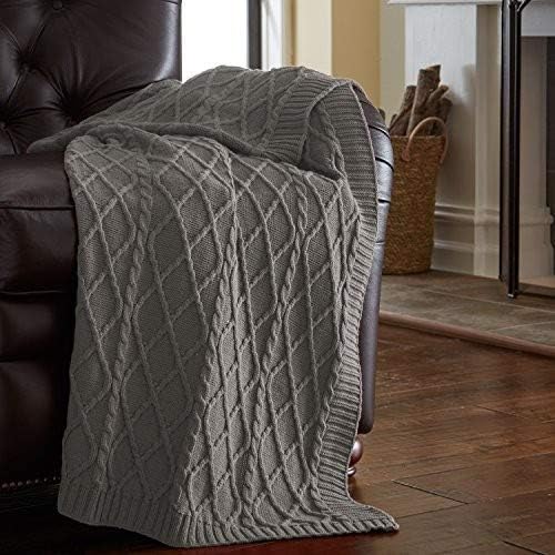 Oversized Cable Knit Throw, 50 x 70, Light Sand Z427