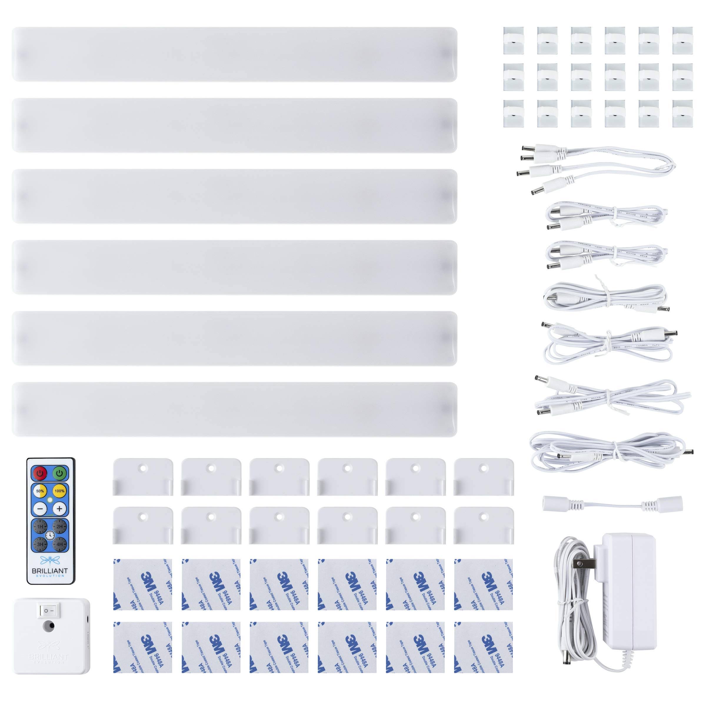 12 inch LED Under Cabinet Light Kit with 6 Bars and Remote Control, White A54573