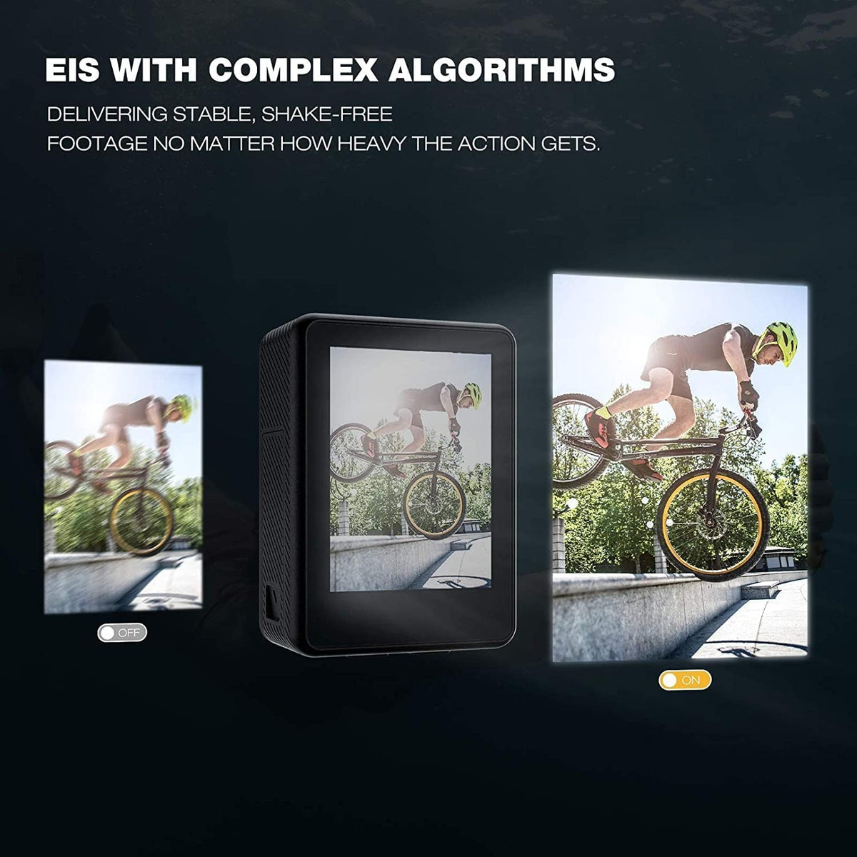 4K 20MP Waterproof Action Camera with Dual Screen and 2 Batteries V5800