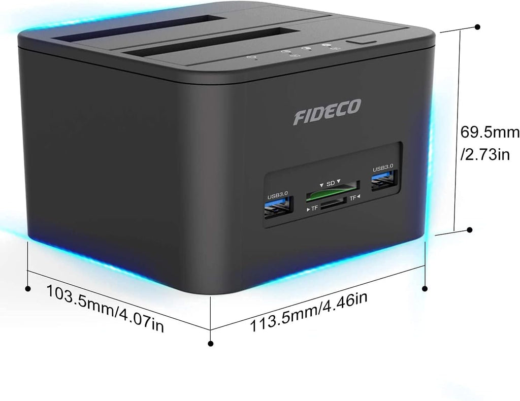 USB 3.0 to SATA Dual-Bay External HDD Dock with Offline Clone Function and TF & SD Card Slots, Pack of 2 J773931