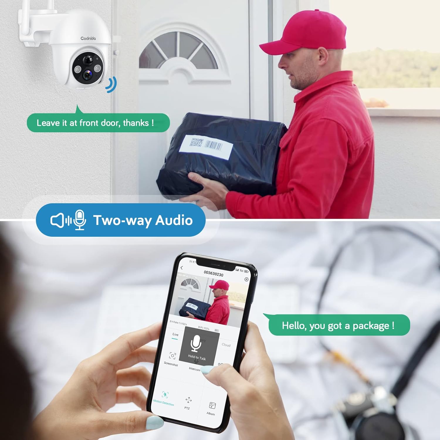 Wireless Outdoor Security Camera with Night Vision and 2-Way Audio F145