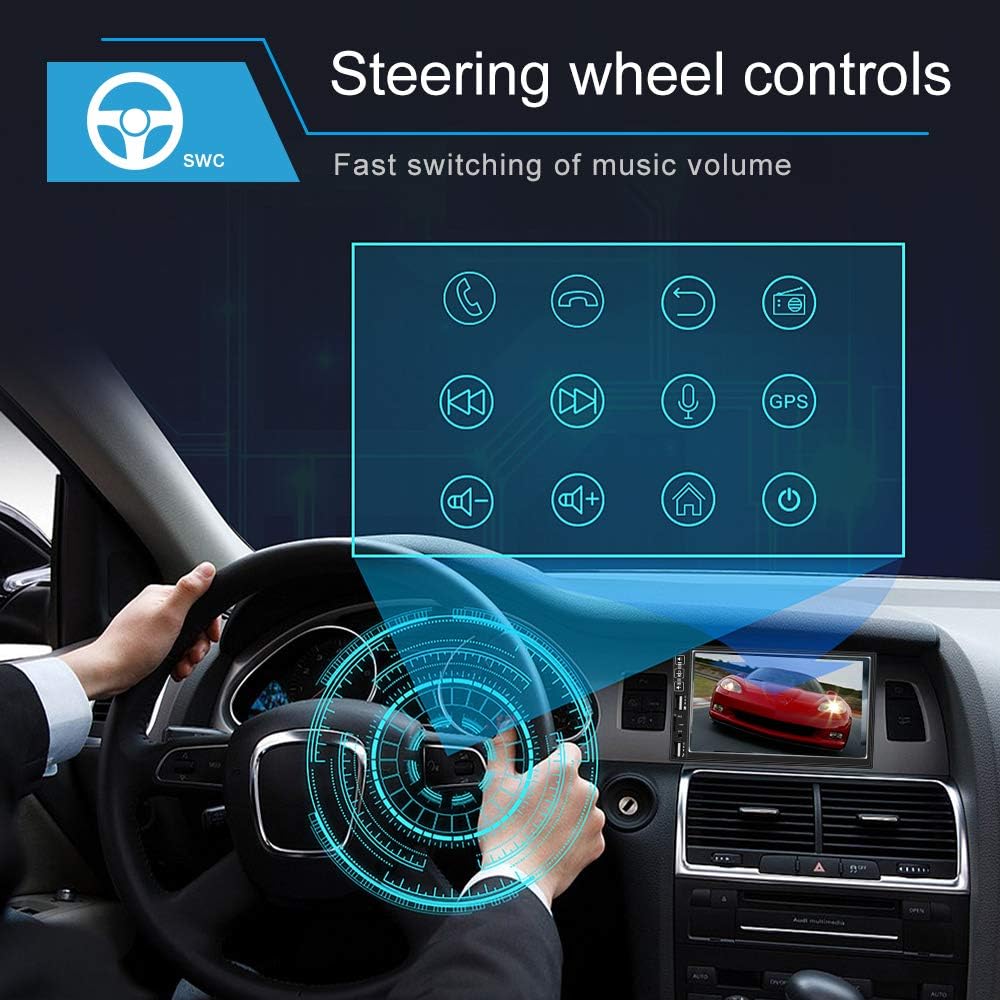 7” Touch Screen Double Din Car Stereo with Bluetooth Backup Camera A267712