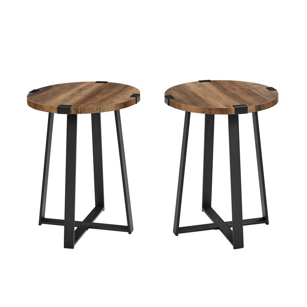 Rustic Oak Round Side Table G71048