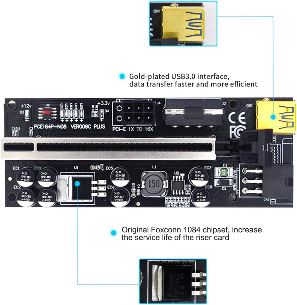 6PCS PCI-E Riser Card X16 Extender Cable F331205