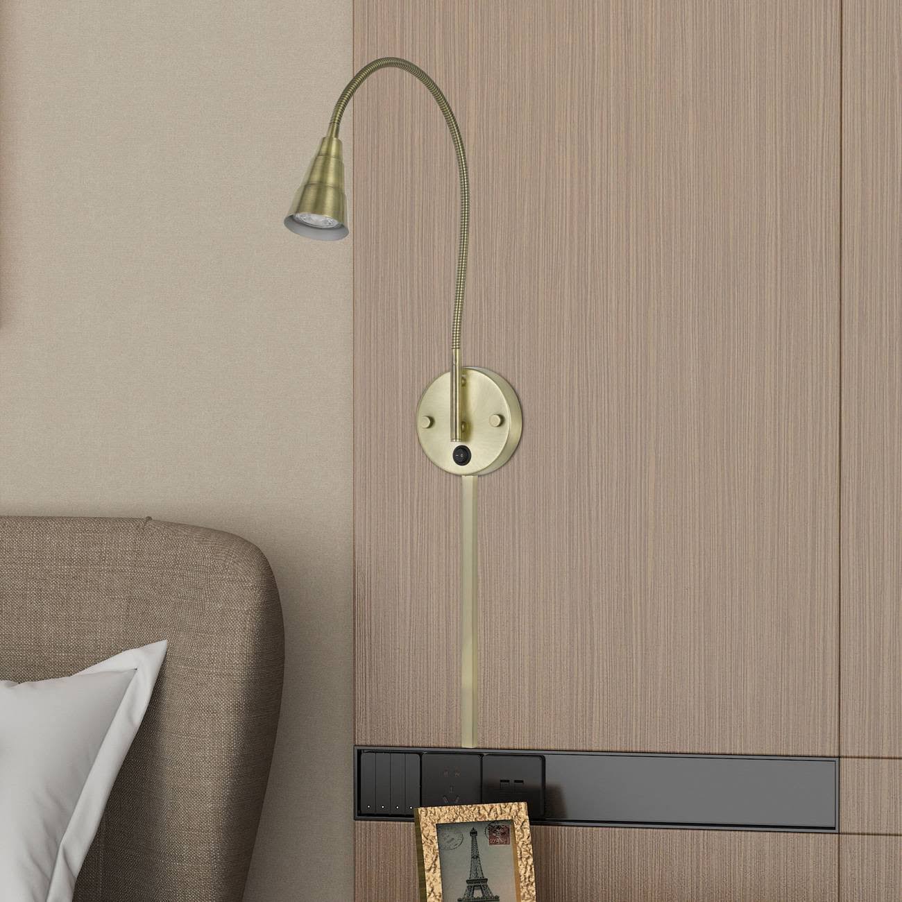 Antique Brass LED Wall Mount Gooseneck Lamp S42388