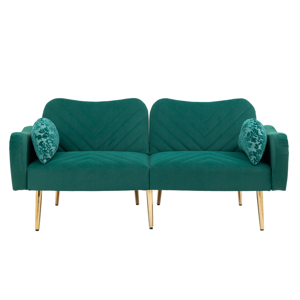 65 inch Velvet Loveseat Sofa with 2 Bolster Pillows T52729