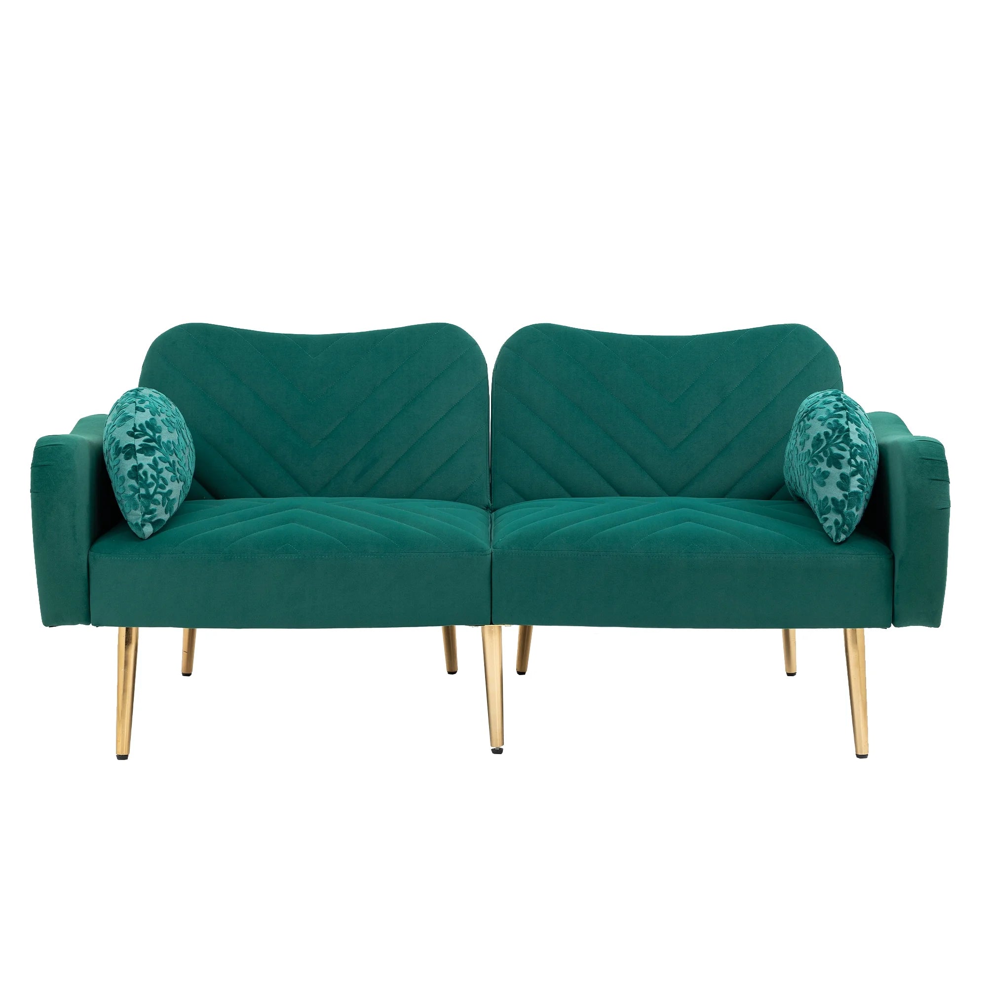 65 inch Velvet Loveseat Sofa with 2 Bolster Pillows T52729