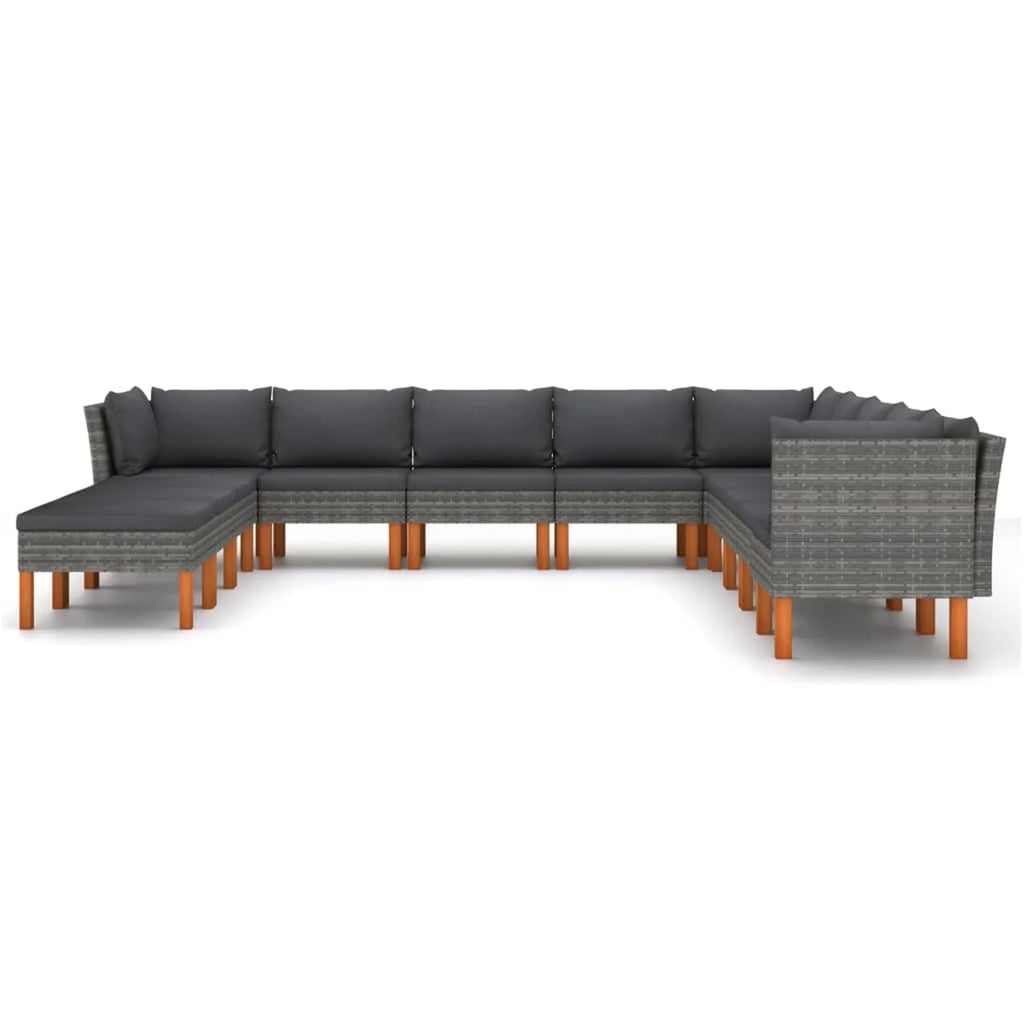 12 Piece Poly Rattan Garden Set with Cushions Gray A336722