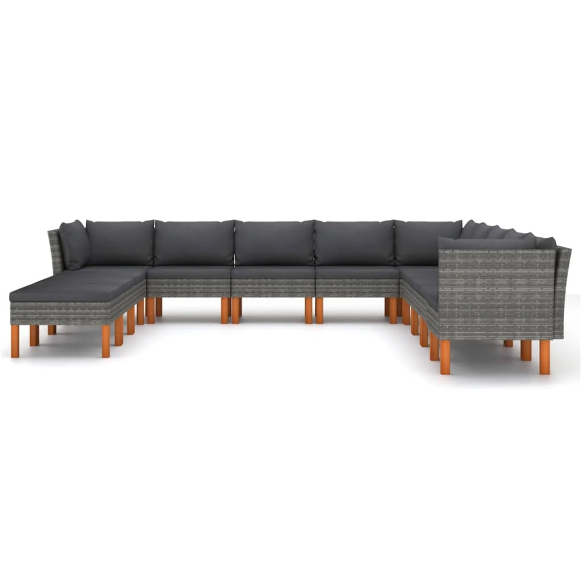 12 Piece Poly Rattan Garden Set with Cushions Gray A336722