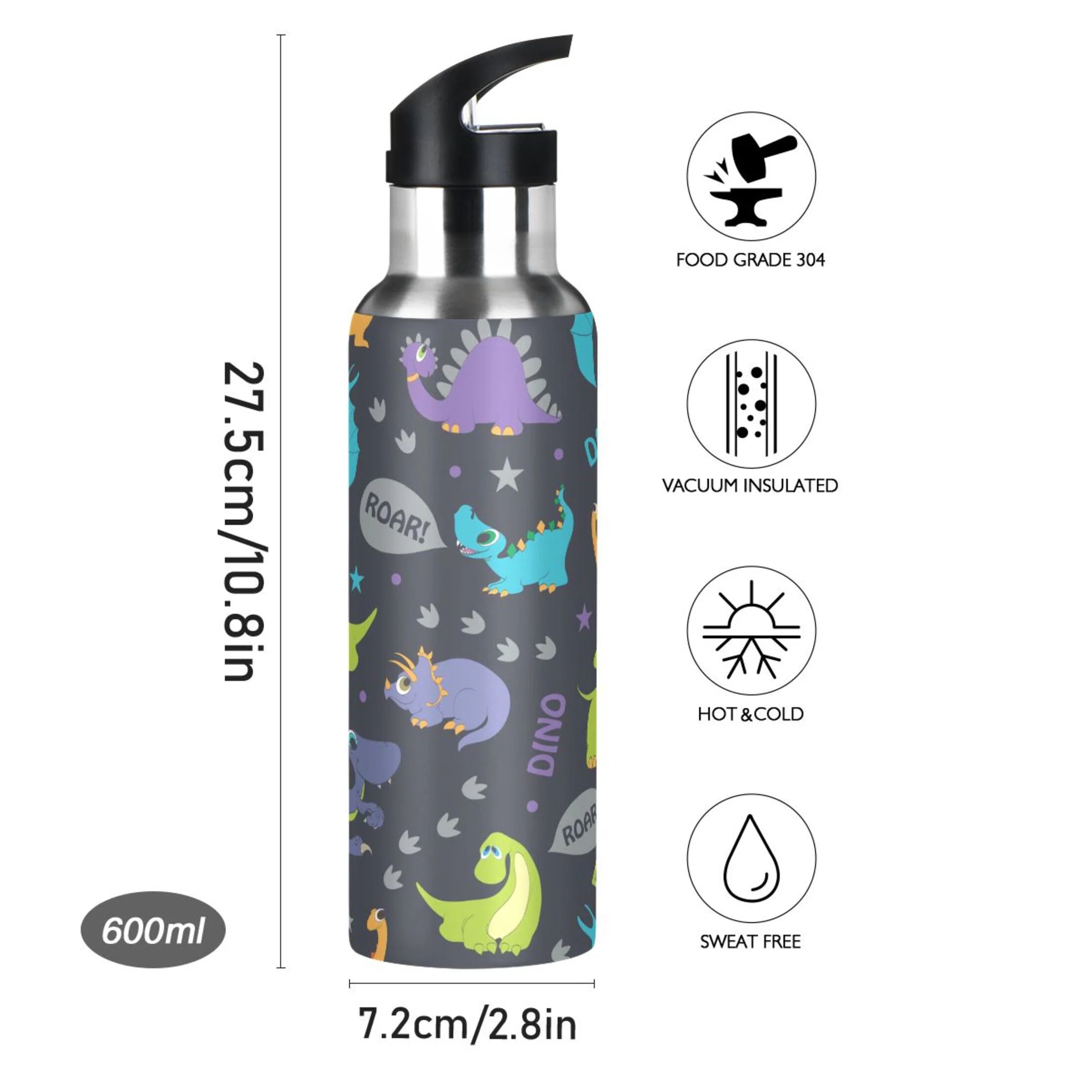 20 OZ Stainless Steel Vacuum Insulated Water Bottle with Straw Lid M959