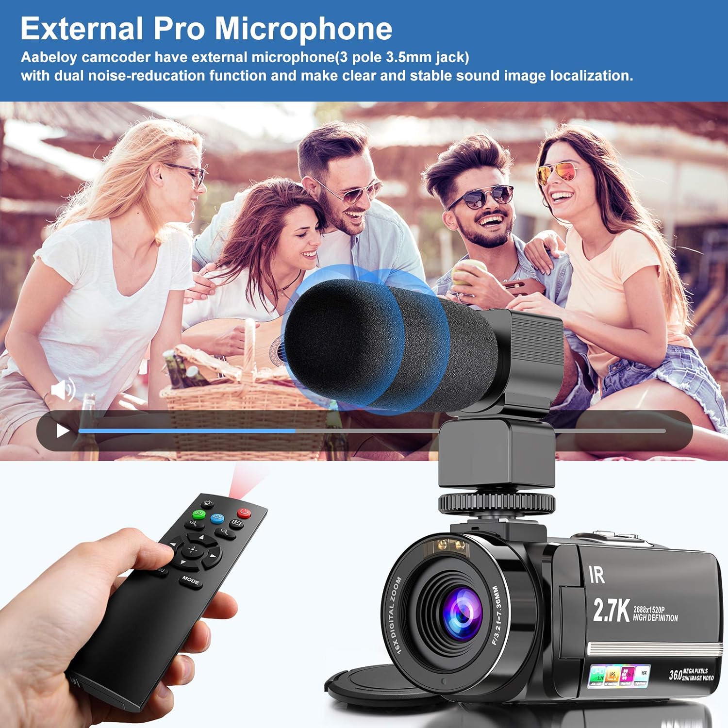 2.7K Ultra HD 36MP Vlogging Camera with Microphone P8932