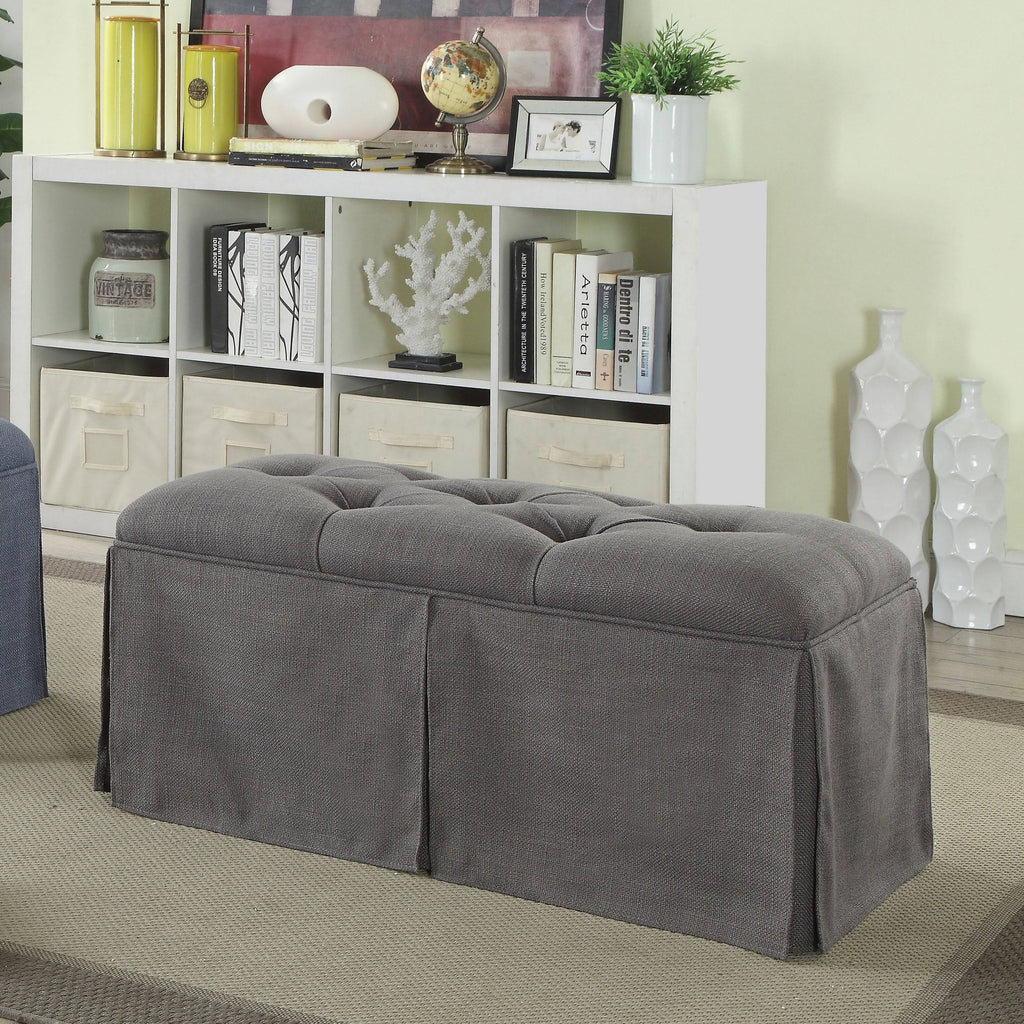 Grey Solid Wood Storage Bench F589913