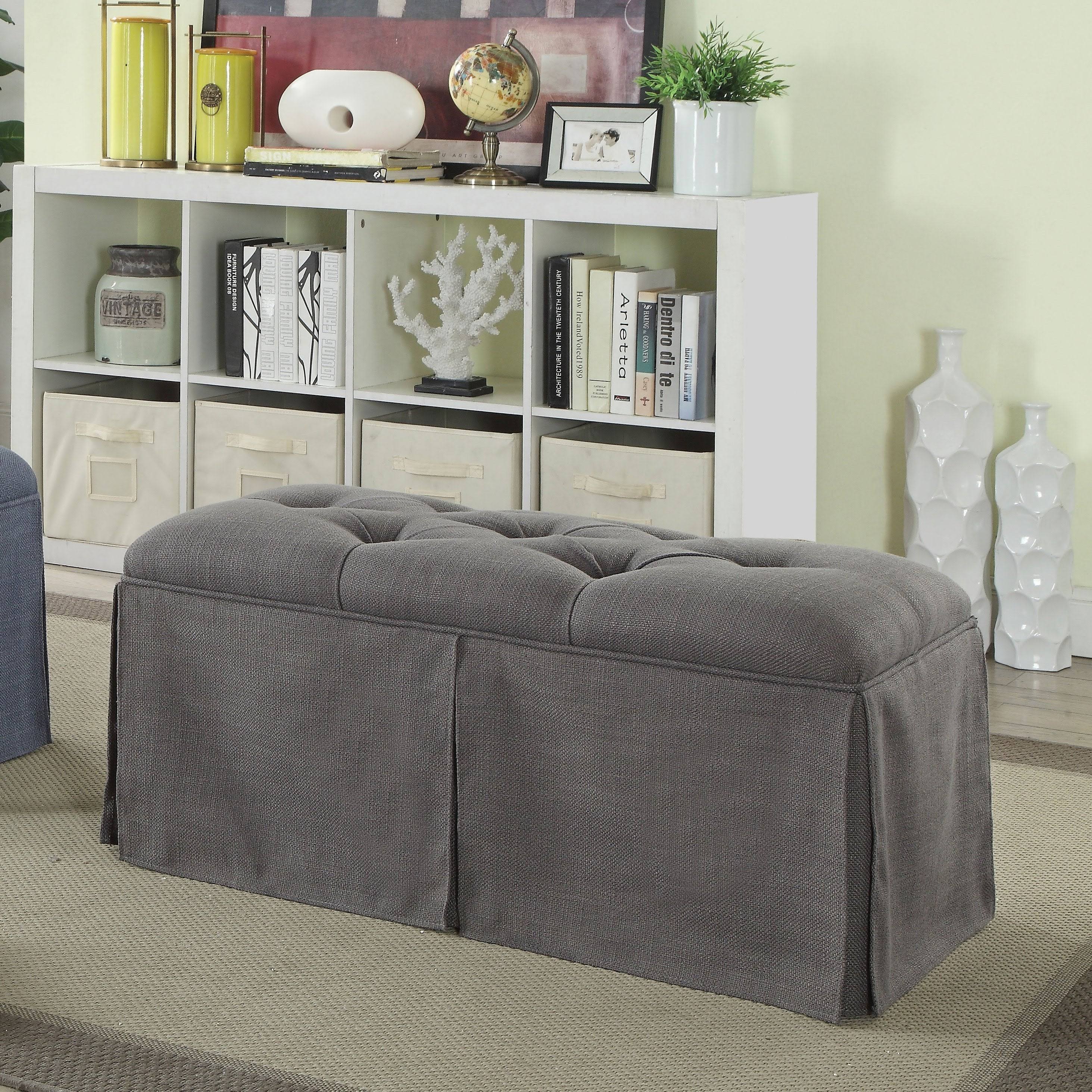 Grey Solid Wood Storage Bench F589913