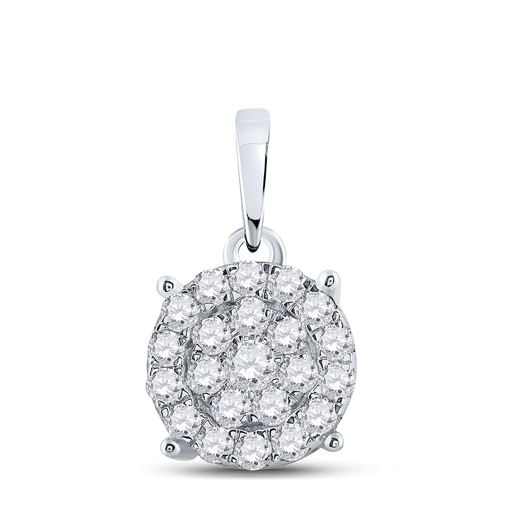 10kt White Gold Diamond Cluster Pendant 1-1/2 Cttw I7910