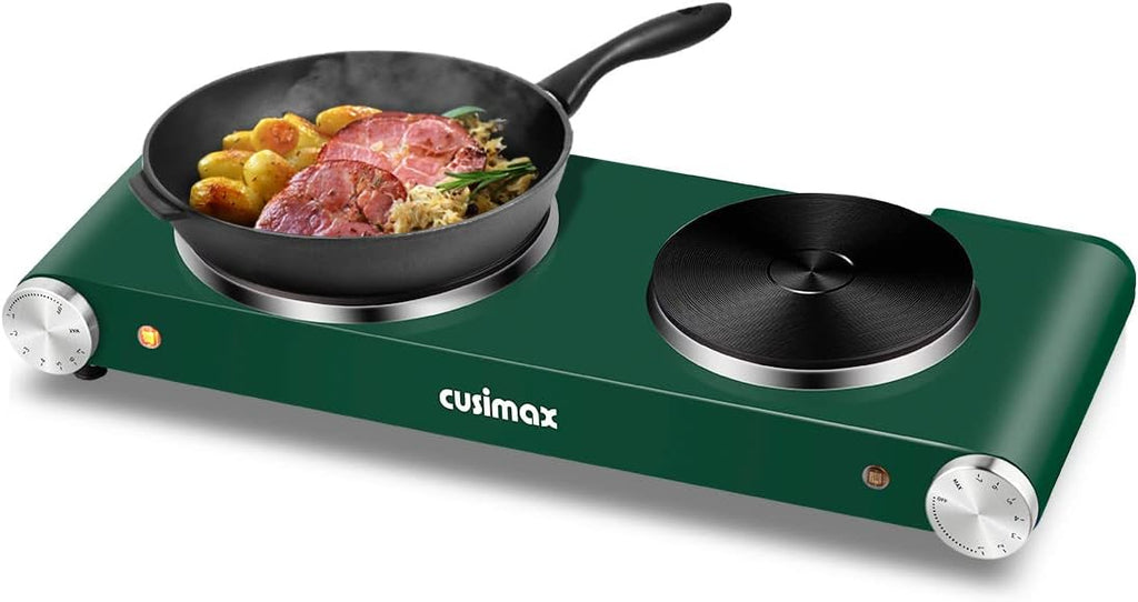 Double Hot Plates Electric Cooktop, Cast Iron, Black Stainless Steel E3356