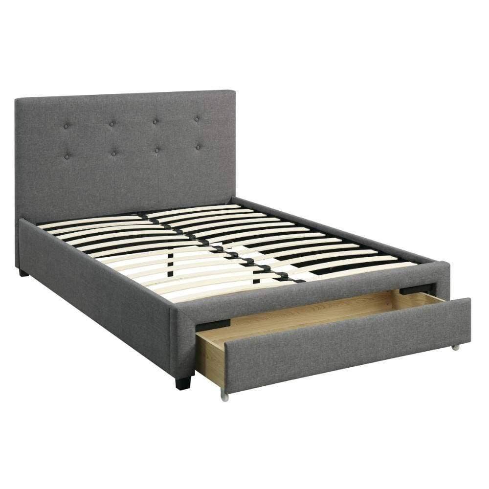 Gray Full Size Bed with Storage Drawer O2685