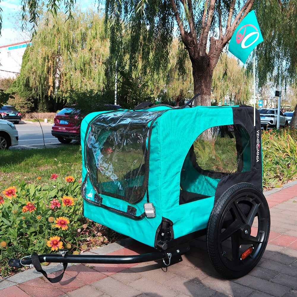 Yellow Foldable Pet Stroller Dog Carrier Bicycle Trailer T743535