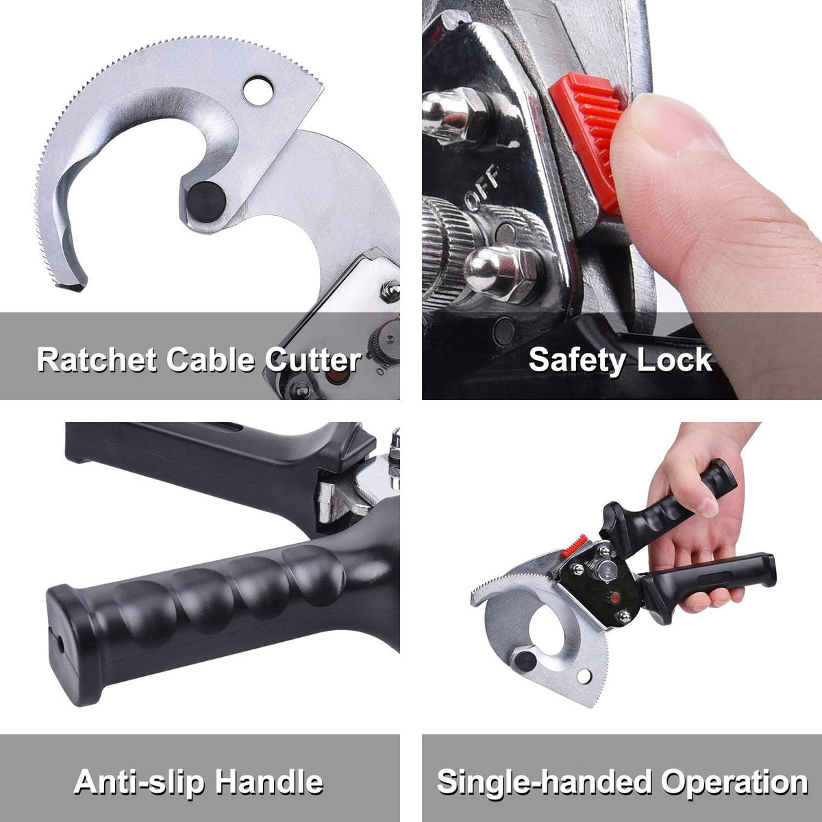 Ratchet Cable Wire Cutter, Steel Blades, 9.4Inch Pack of 2 U5232