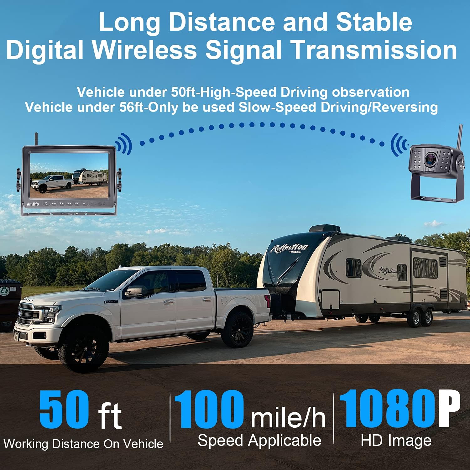 Wireless 4 Rear View Cameras with 7" Monitor for RVs E44569