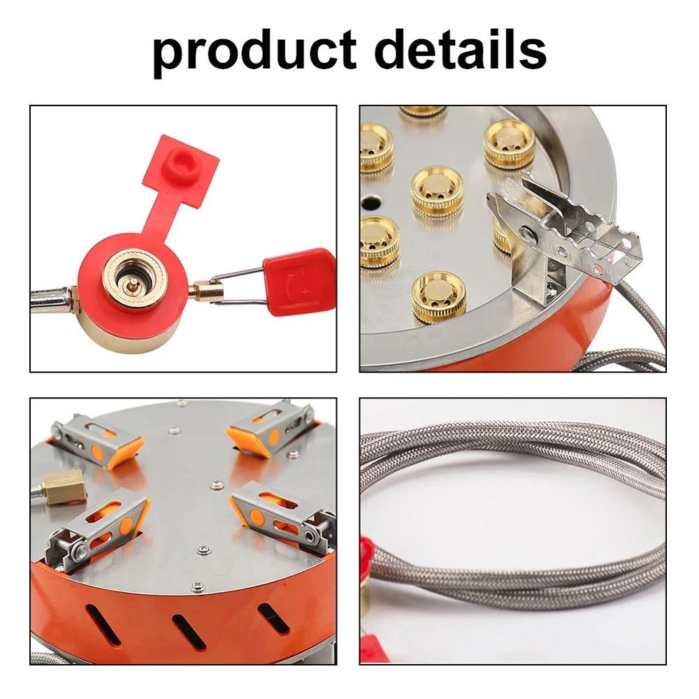 12-Core 21800W Windproof Camping Stove with Piezo Ignition Adjustable Valve Storage Bag R94766