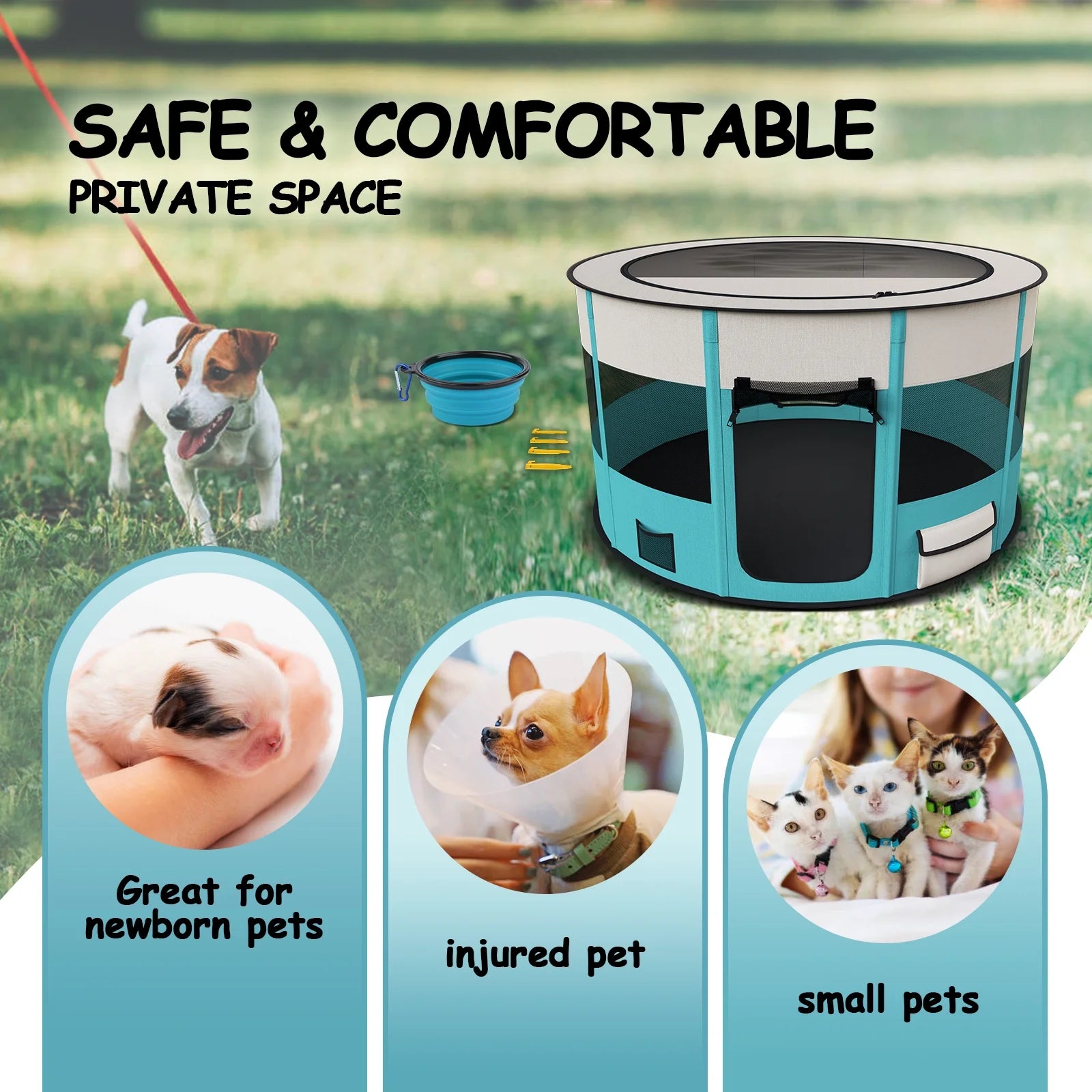 Large Foldable Pet Playpen with Carrying Case S9870