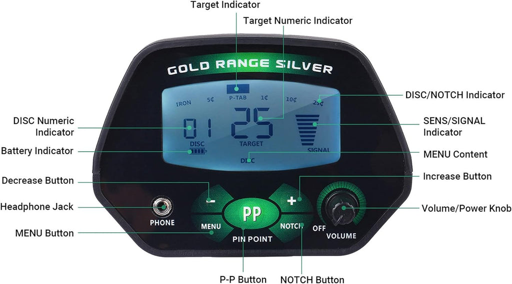 3" LCD Display Underground Metal Detector with 8" Waterproof Search Coil U685878
