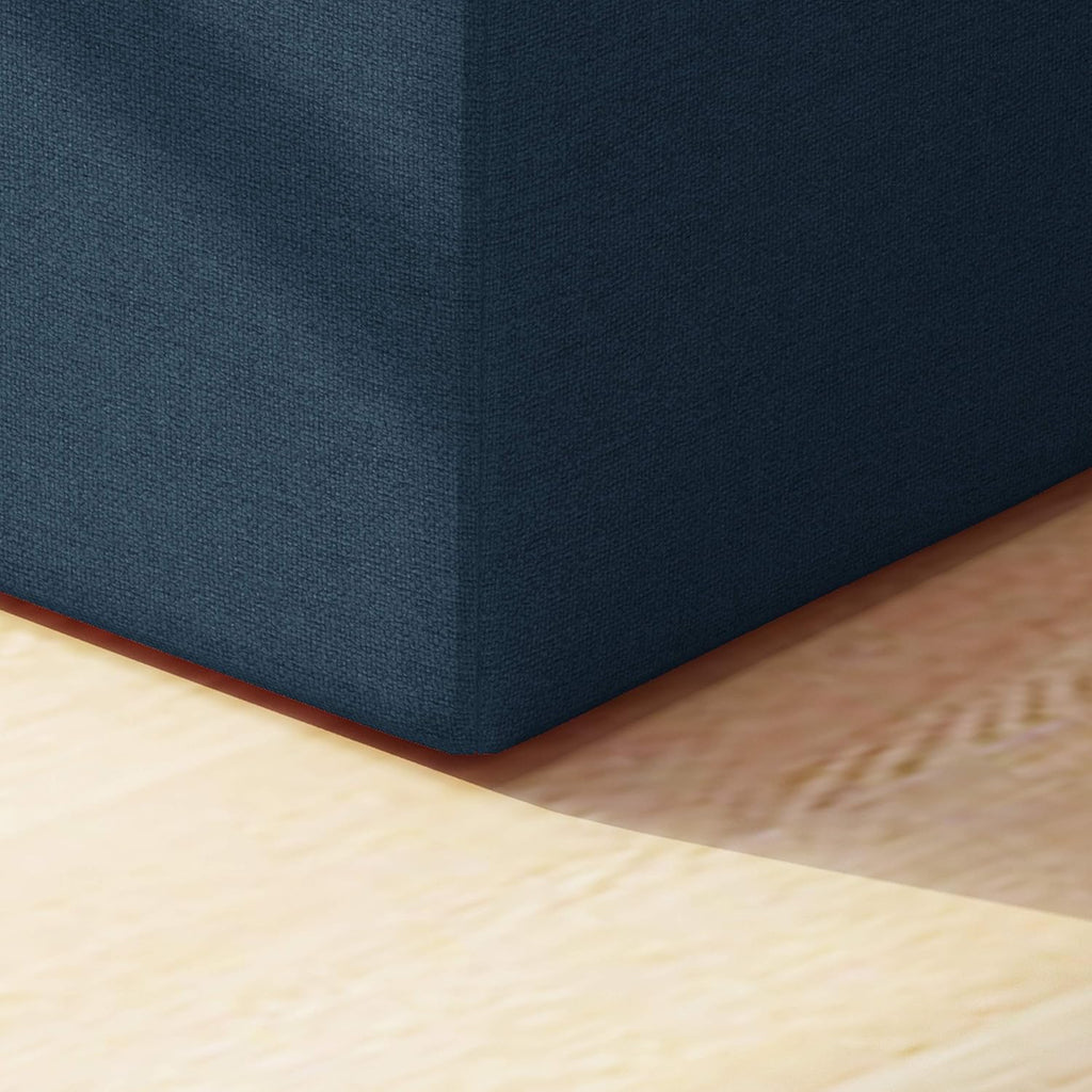Navy Blue Fabric Square Ottoman F87044