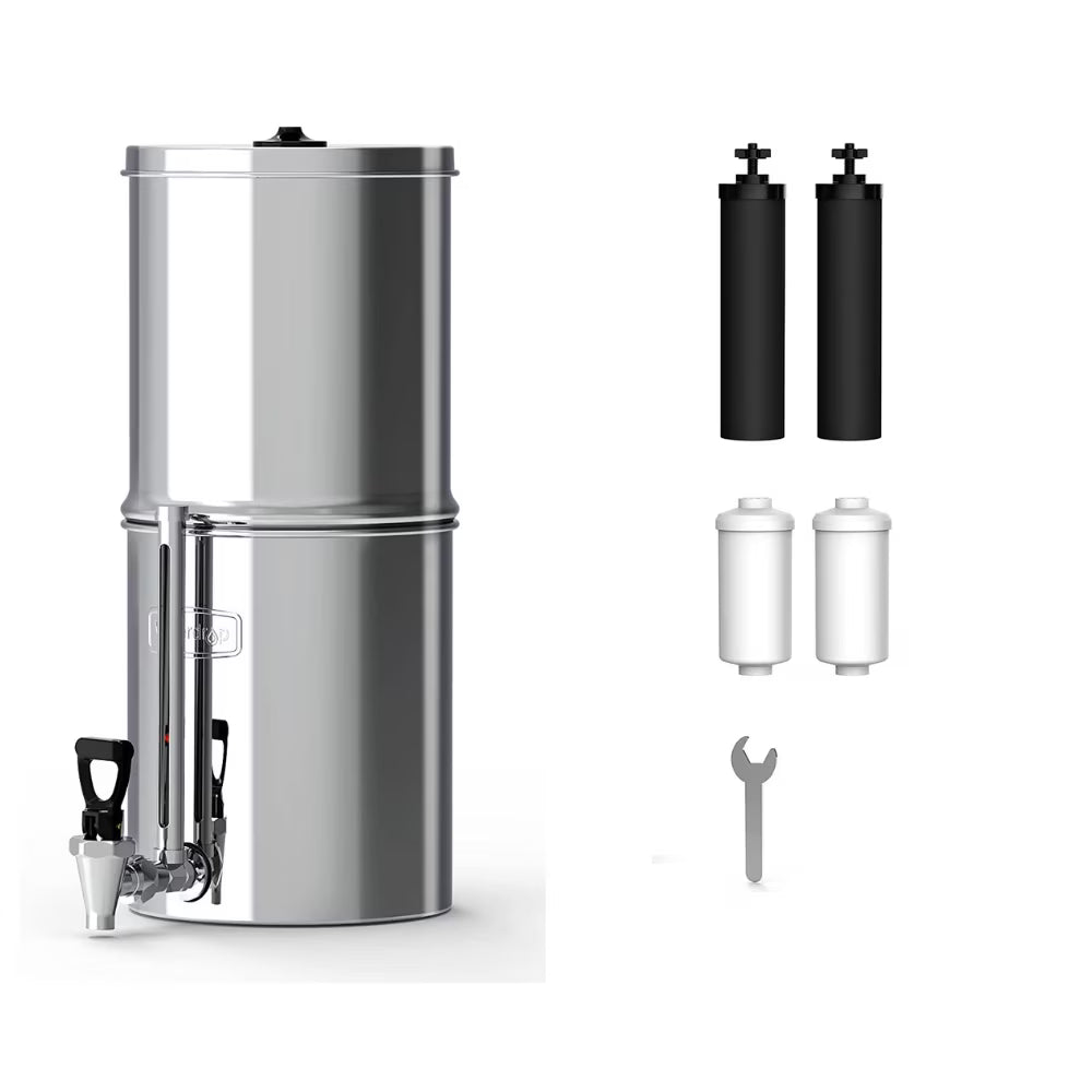 Water Filter System with 4 Filters, Stainless-steel, 2.25-gallon U89692