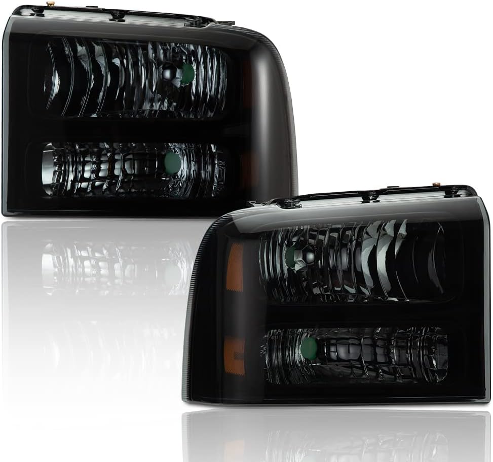 Clear Lens Black Housing Amber Reflector Headlights for Ford Super Duty S320