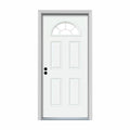 White Painted Steel Prehung Front Door with Brickmould B73489