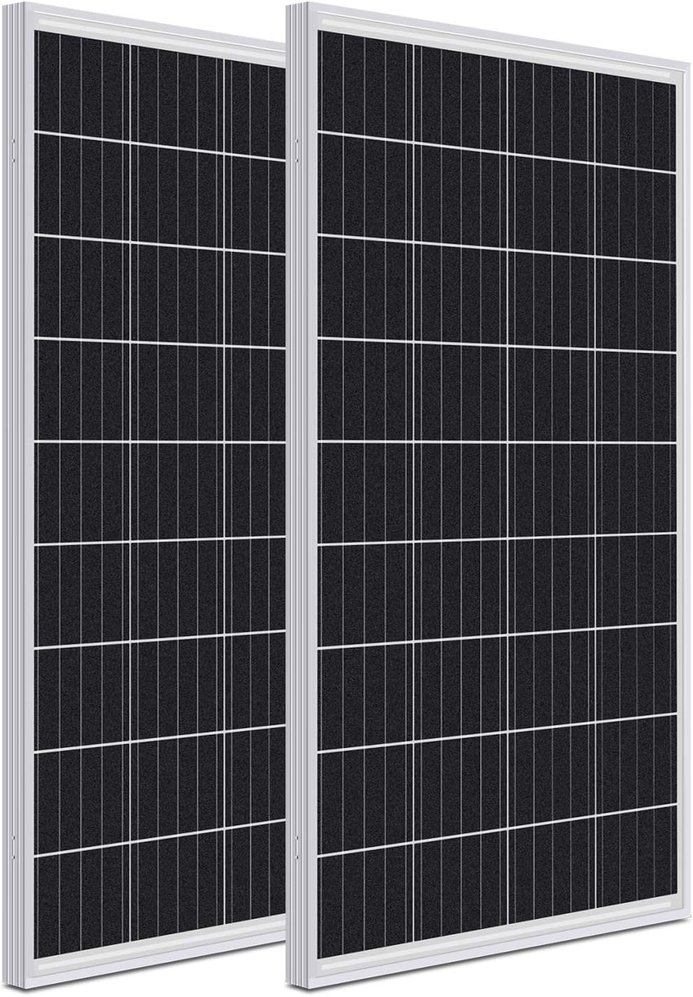 200 Watt 12 Volt Monocrystalline Solar Panel, 2 Pack of 12V 100W PV Module O605917