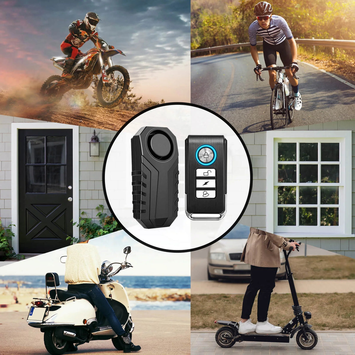 2 Set Wireless Bike Alarm with Remote, Anti-Theft Vibration Motion Sensor Alarm, IP55 Waterproof 113dB Alarm P498